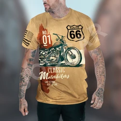 Route 66 Gas Station Men's Vintage Print Casual Short Sleeve T-Shirt