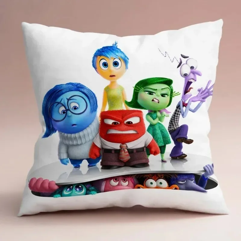 45*45cm Disney Cartoon Inside Out 2 Pillowcase Anime Figures Joy Sadness Anger Cushion Cover Sofa Room Decoration for Men Women