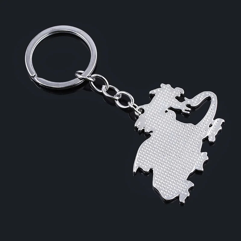 Movie Maleficent Series Animals Keychain Fierce Fire-Breathing Dragon Metal Pendant Keyring for Friends Jewelry Accessory Gift