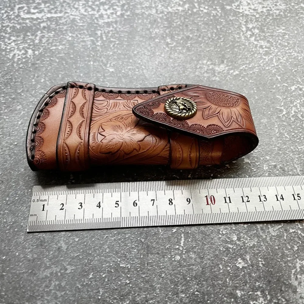 لوازم السكاكين في الهواء الطلق سكين للفرد منحوت الطبقة العليا غطاء سكين جلد البقر غمد عالمي مع غمد سكين محمول 11 سنتيمتر