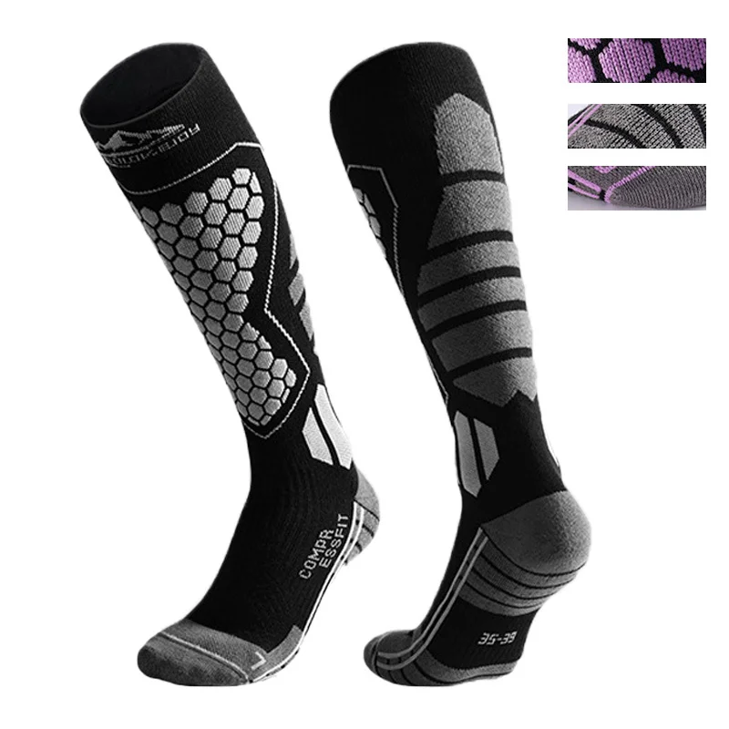 Winter Warm Wool Ski Socks Compression Anti-sprain Breathable Quick-drying Non-slip Outdoor Sport Long Tube Snow Socks Men Women