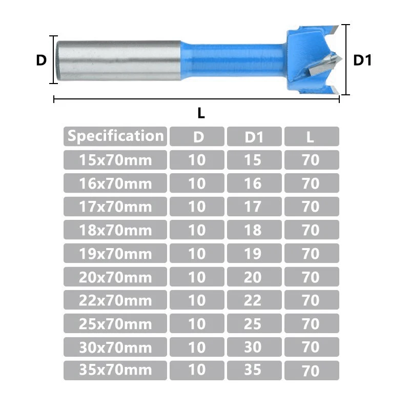 Wood Drill Bit 15-35mm 4 Flute Forstner Gang Drill Bits 70mm Lenghth Wood Router Drill Bit for Hole Drilling Opener 