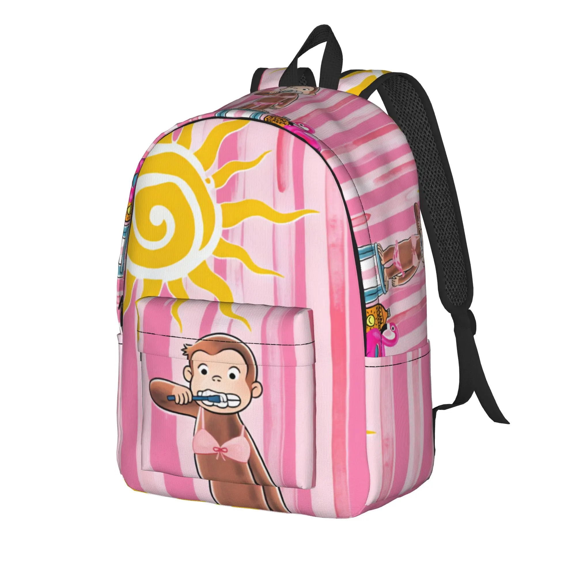Curious George African Monkey  Backpack  College Backpacks Male Custom Print High School Bags Funny Rucksack