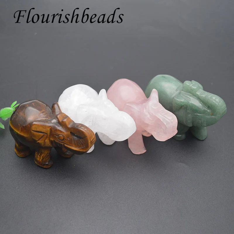 

1pc Natural Gemstone Crystal Rose Quartz Carved Elephant Small Home Decor Crafts Small Christmas Present 5 inches