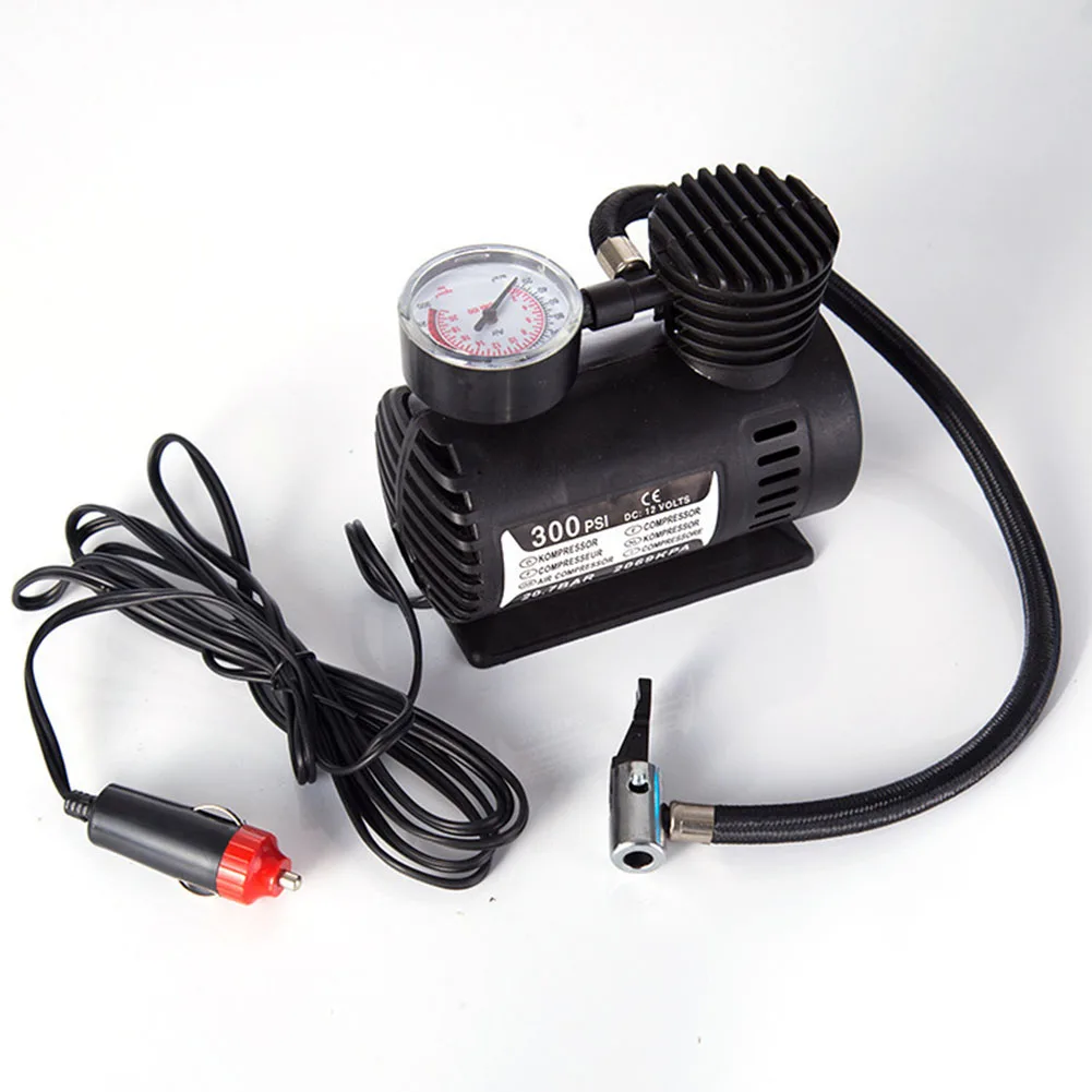 12V Car Electric Pump 300psi Air Compressor Tire Inflator Pressure Check Table The Inflator Comes Car Tire Inflatable Pump