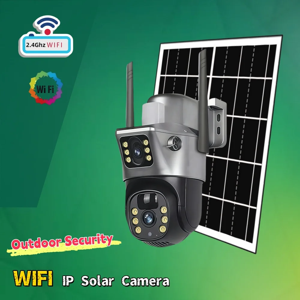 

Солнечная камера для улицы, 8 МП, 4K, двойной экран, Wi-Fi, IP-монитор, IP66, PIR, обнаружение человека, видеокамера видеонаблюдения, камера видеонаблюдения V380Pro