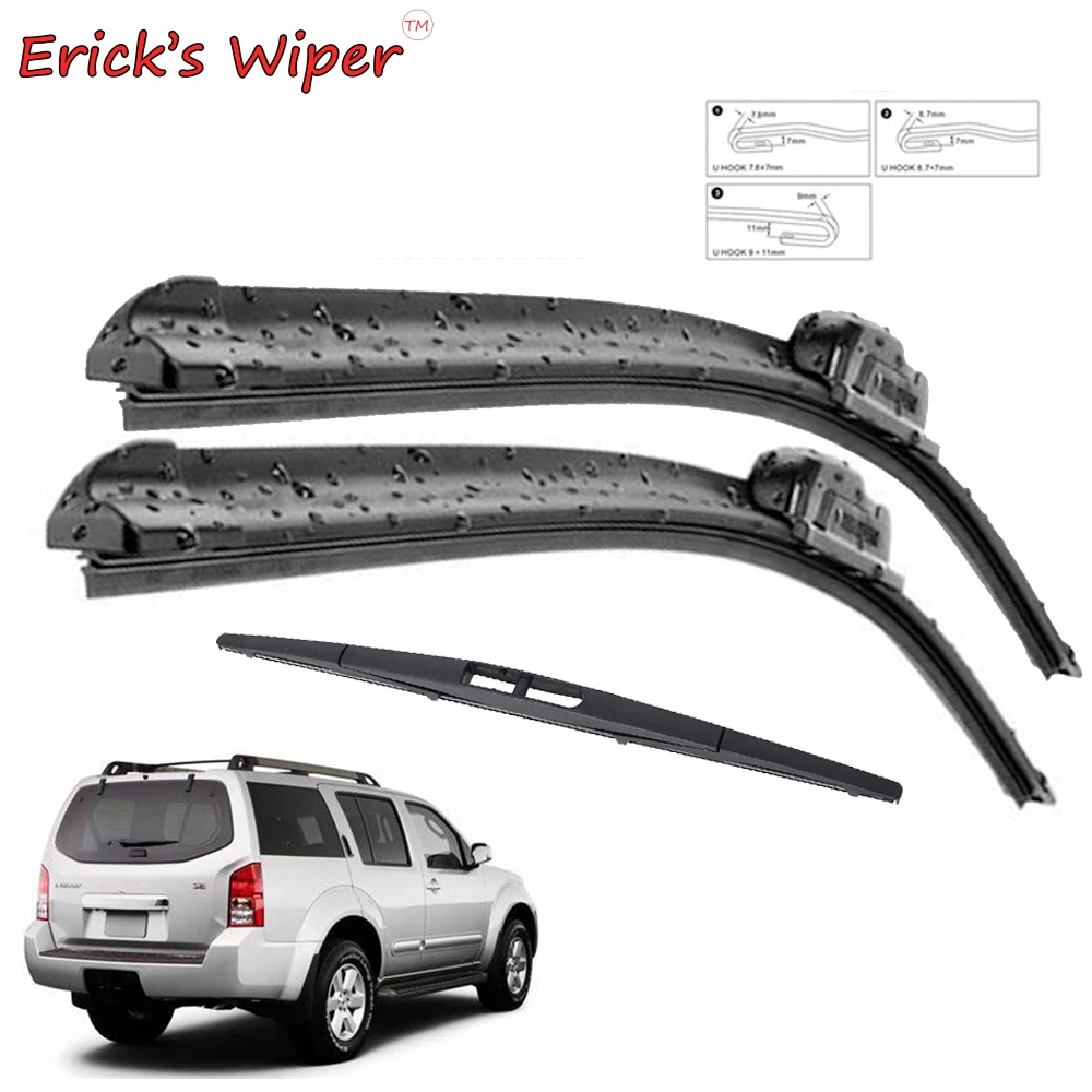 Erick\'s Wiper Front & Rear Wiper Blades Set For Nissan Pathfinder R51 2005 - 2012 Windshield Windscreen Window 24\