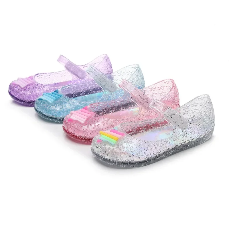 Summer Sweet Crystal Jelly Soft Soled Beach Sandals Versatile Children Shoes Designer Flower Hollow Anti Slip Kids Casual Sandal