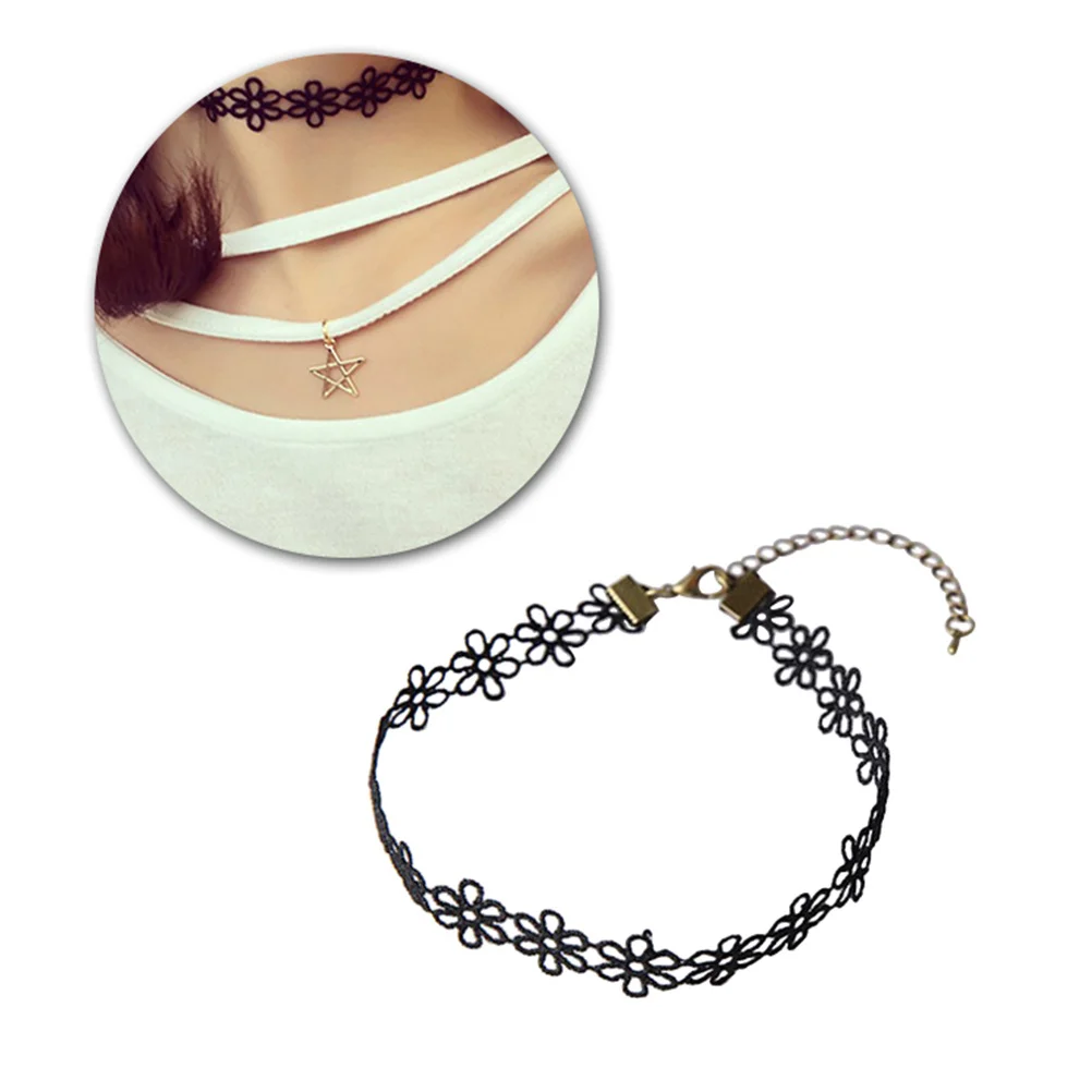 الكورية الرجعية الدانتيل طوق شريط حول ياقة الملابس المختنق سلسلة الترقوة النساء عيد الميلاد عيد الحب مجوهرات بسيطة أنيقة #2