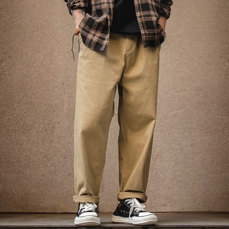 

LIBIELIY European And American Vintage Loose Casual Pants For Men, Trendy Multi-color Elastic Cuffed Long Pants In Spring And Au