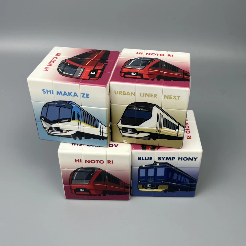 6cm cartoon japan train style magic cube PVC collection SHI MAKA ZE model toy