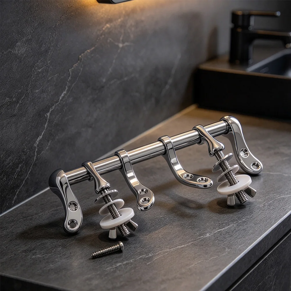 Single-Piece Metal Toilet Seat Hinge Replacement Kit with Wing Nuts and 140mm Fixed Hole Spacing for Standard Toilets