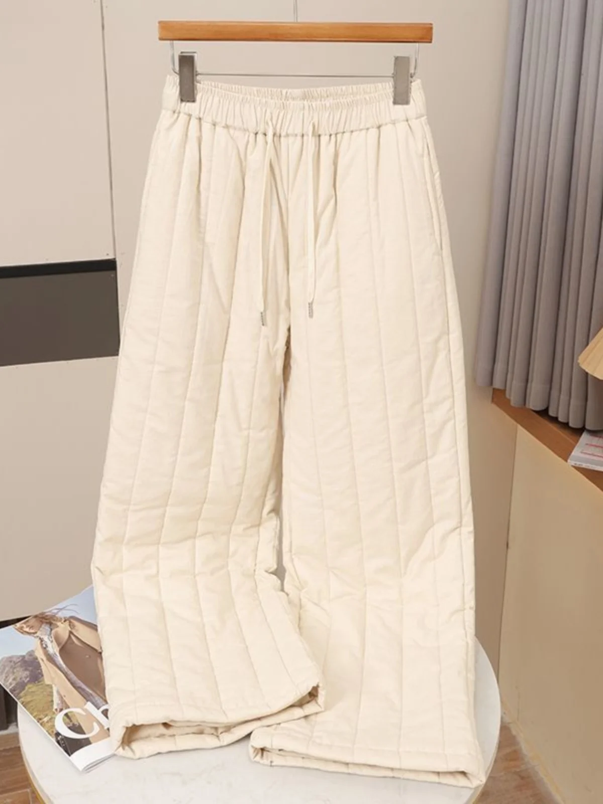 

Warm Cotton Pants High Waist Straight Leg Winter Leisure Trousers for Women Elastic Waist Long Velvet Cotton New 2026