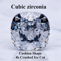 Cubic Zirconia Cushion Shape 4k Crushed Ice Cut Gemstone White Color Lab Synthetic Zircon Gems For DIY Jewelry Making Materials