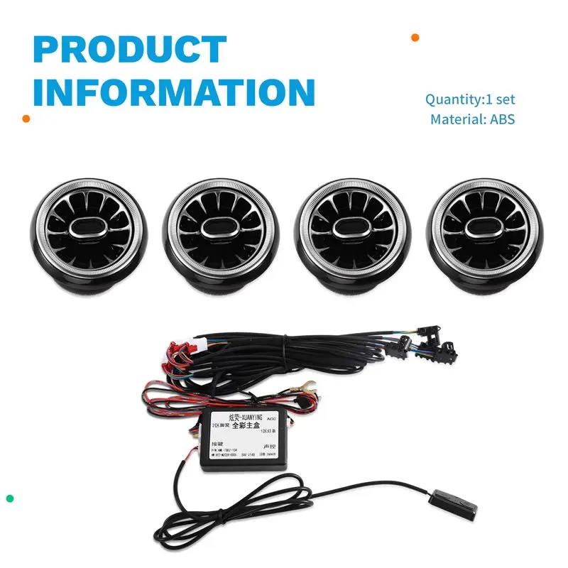 Decorative Lamp Accessory 256 Colours LED Air Vent For Jeep Wrangler JL 2018-2023 Car A/C Air Outlet Turbine Nozzle view 6