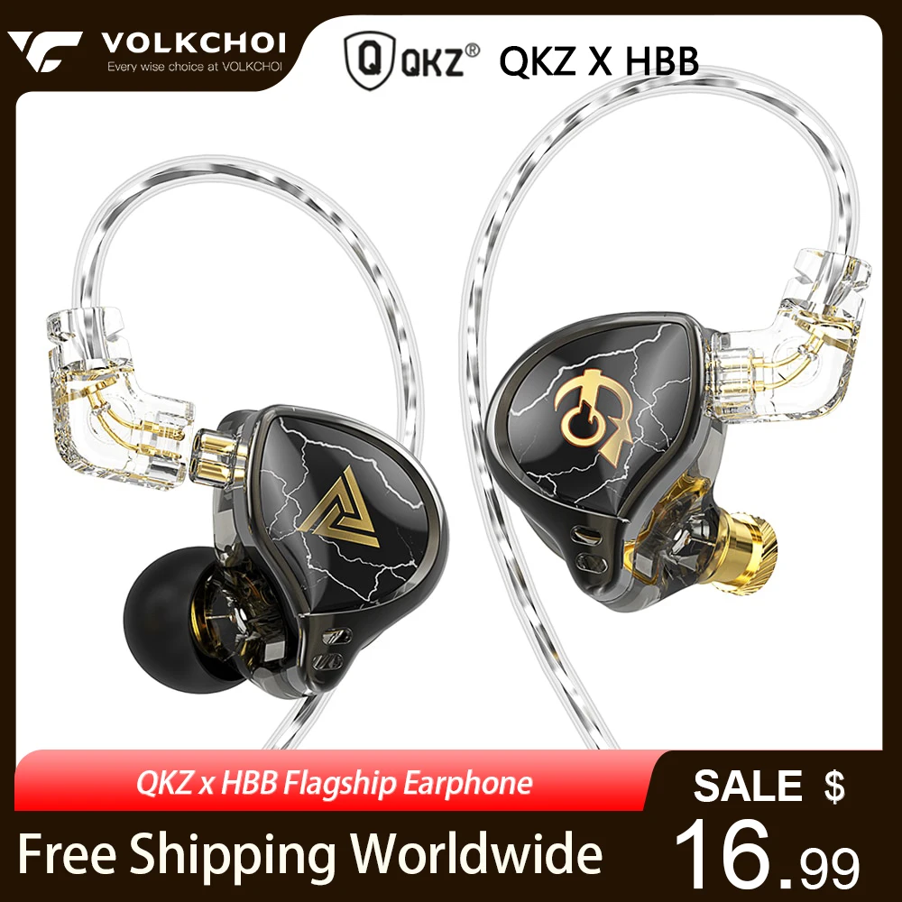 QKZ X HBB HIFI Earphones 1 Dynamic Driver Bass In-ear Earphone  Hi-Res Audio Wired Earbuds