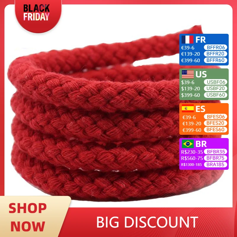 10mm Red Black White Bleached Colored Weave Cotton Rope Braided Kindergarten DIY Handmade Cord