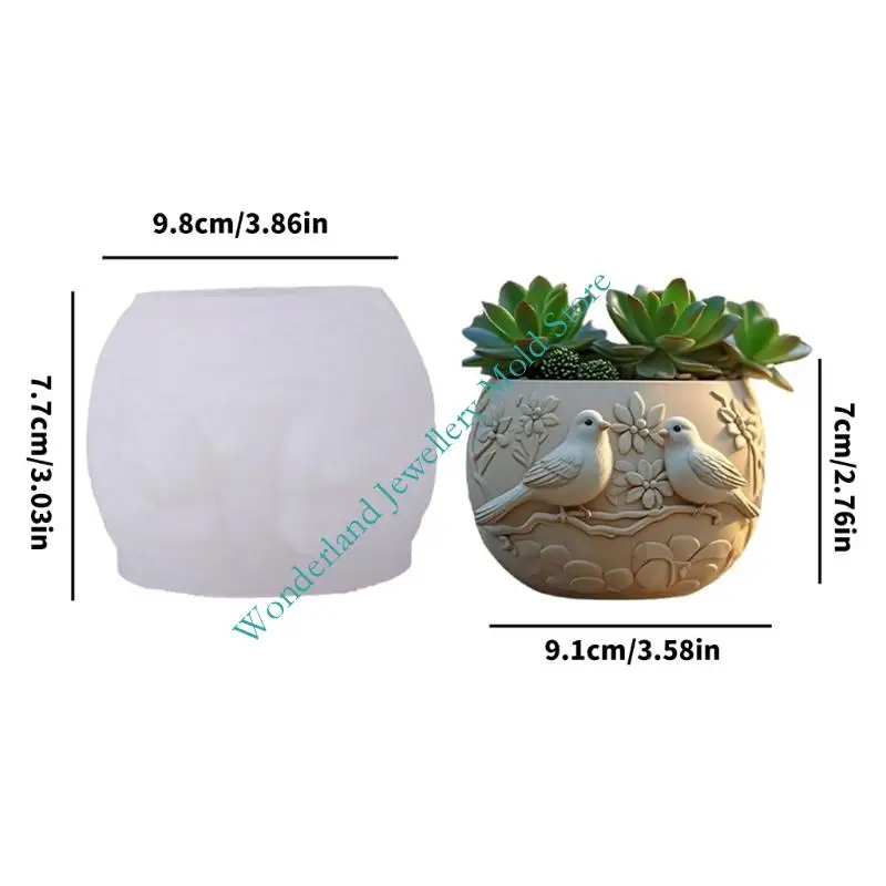 قالب سيليكون بنمط الطيور H7EB لصناعة مجوهرات الراتنج والمزارع الفريد