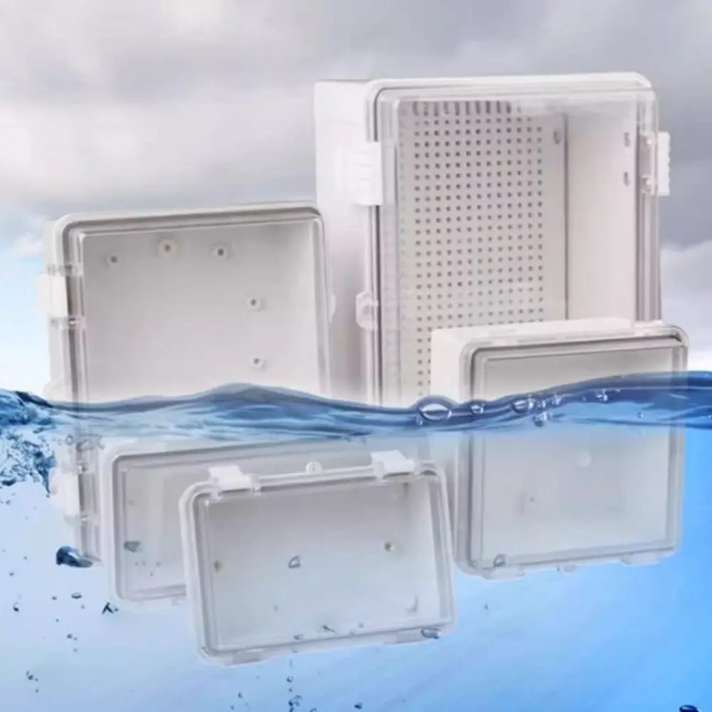IP67 Electrical Junction Box Waterproof Enclosure With Hasp Outdoor Sealed Switch Power Case White Plastic Distribution Boxes