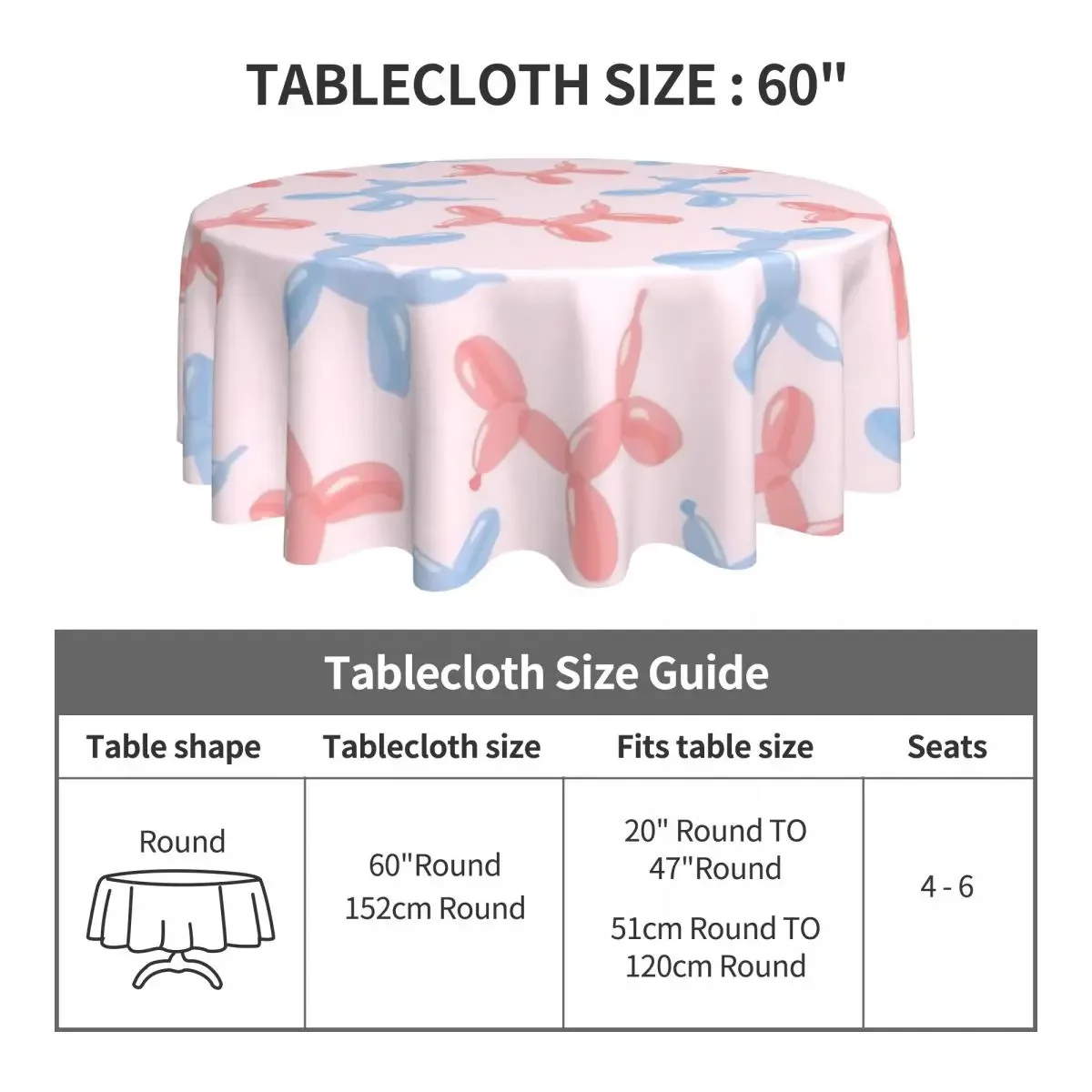 Balloon Dog Tablecloth Mild Vintage Round Table Cloth For Home Party Dining Room Table Cover Cheap Design Table Decoration