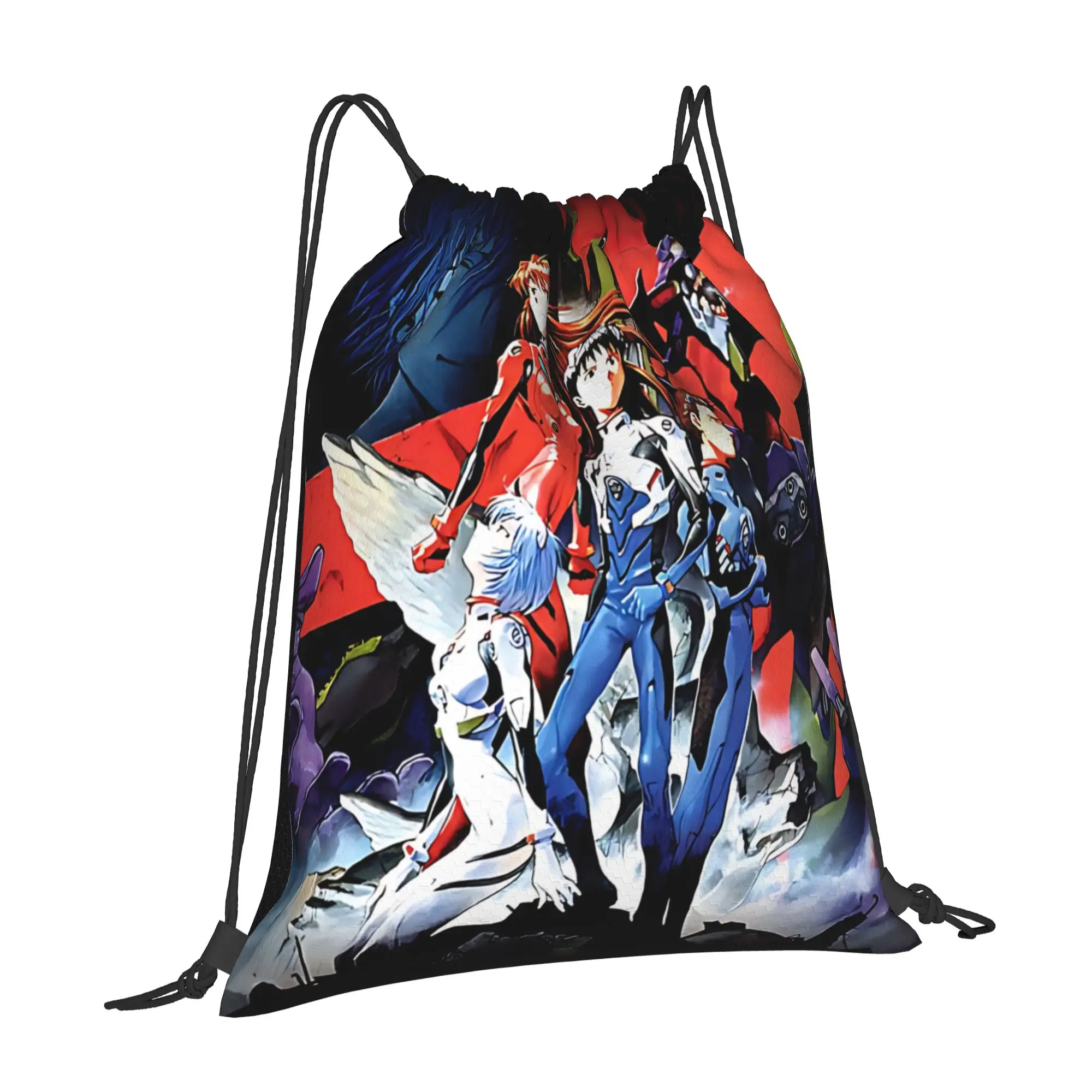 bag Pouch Neon Genesis Evangelion EVA  Drawstring Bags Shopping Pouch Print Backpack Boy Girls School Shoe Bag