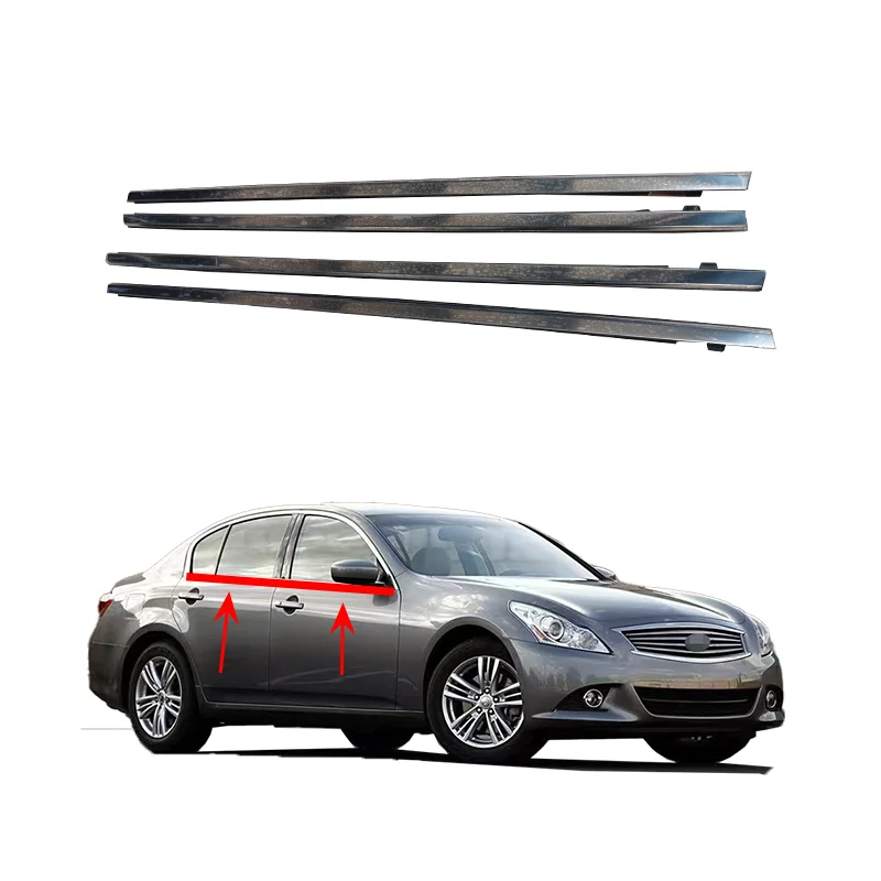 Car Front Rear Door Window Belt Molding Weatherstrip Trim Set Weather Strip  for Infiniti V36 G25 G35 G37 80820JK00A 80821JK00A