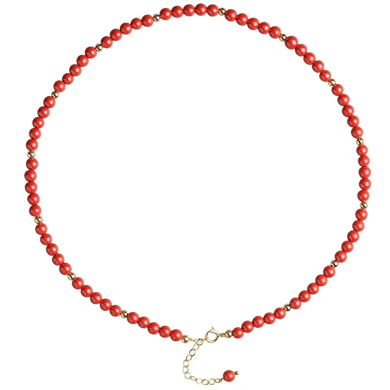 Collana di sabbia imperiale cinabro grezzo naturale collana di clavicola con perline rotonde di perline estremamente fini per le donne