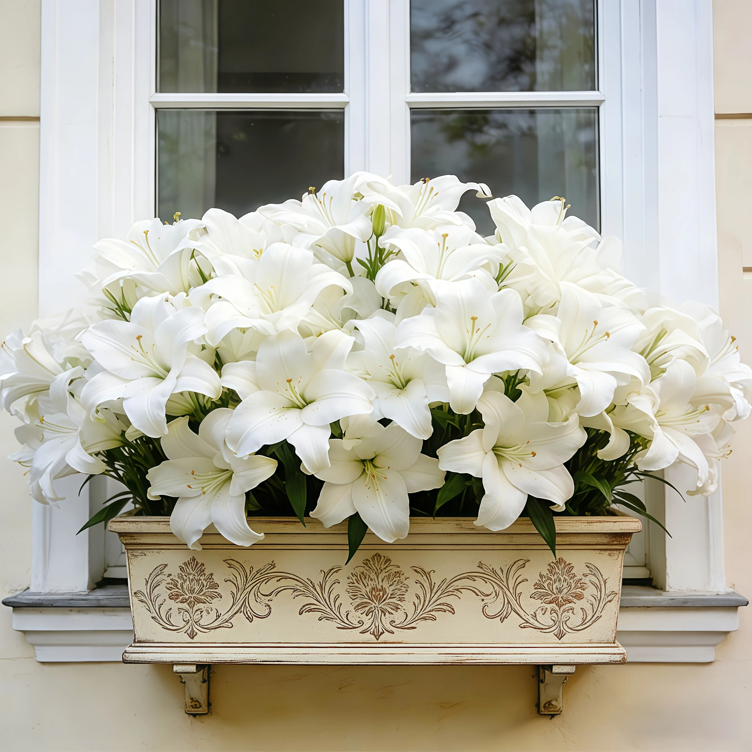 36 große, künstliche weiße Lilien – realistische Blumen, die sich ideal für die Dekoration im Freien oder im Haus sowie für Veranstaltungen, saisonale Dekorationen, hochwertige Blumensträuße, Außendekorationen, Partydekorationen und wartungsfreie, elegante Blumensträuße eignen. Auch als Handsträuße für den Valentinstag geeignet. – Detail 6