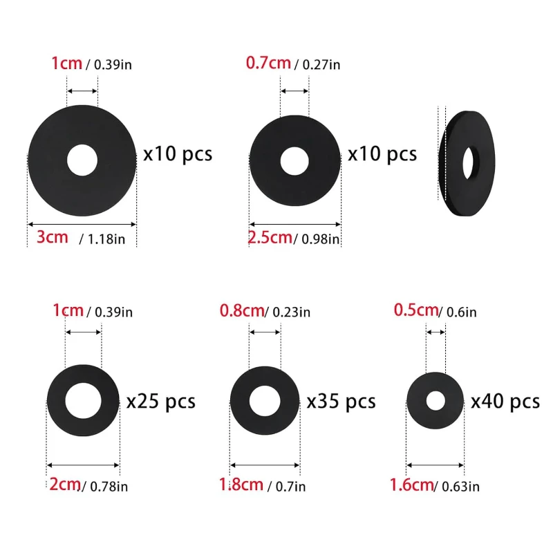 120pcs Rubber Washers Assorted Kit Vibration Absorbing Pads Gasket Ring for Faucets Garden Bolt Screws Hose Plumbing Shower Head