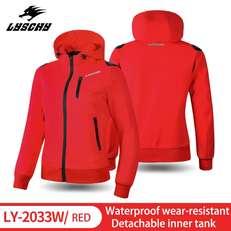 LYSCHY Motorcycle Jacket CE Certified Waterproof Women Casual Motorbike Motocross Racing Jacket Ware-resistant For Four Seasons