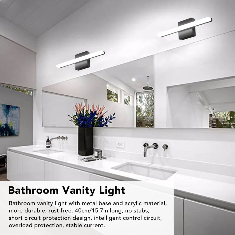 15.75 Inch LED Vanity Light AC85-265V 8W LED Mirror Light Bar Wall Mounted 6000K White Light Vanity Light Bar Bedroom