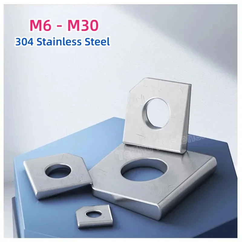 M6 To M30 Square Inclined Flat Washer 304 Stainless Steel Missing Angle Bevel Gasket Oblique Shim Hardware Fastener