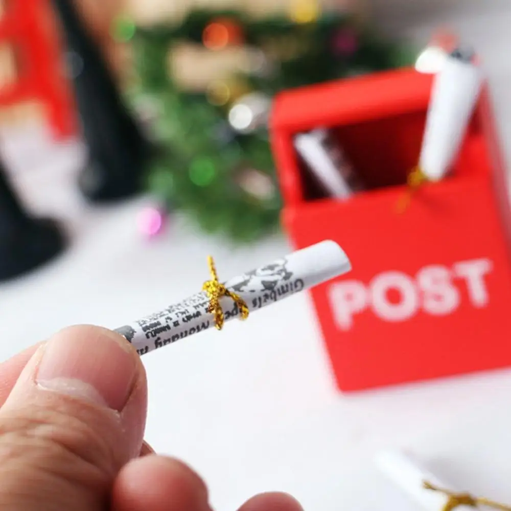 

1/12 Retro Red Wooden Dollhouse Accessories Mailbox Ornamant Miniature Mail Box