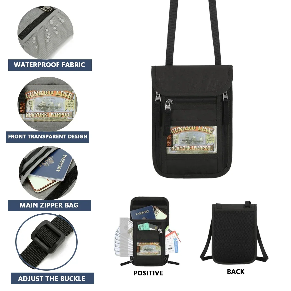 Men's and Women's Outdoor Card Bag Multi functional Waterproof ID Card Bag Card Sleeve Hanging Rope chest bag