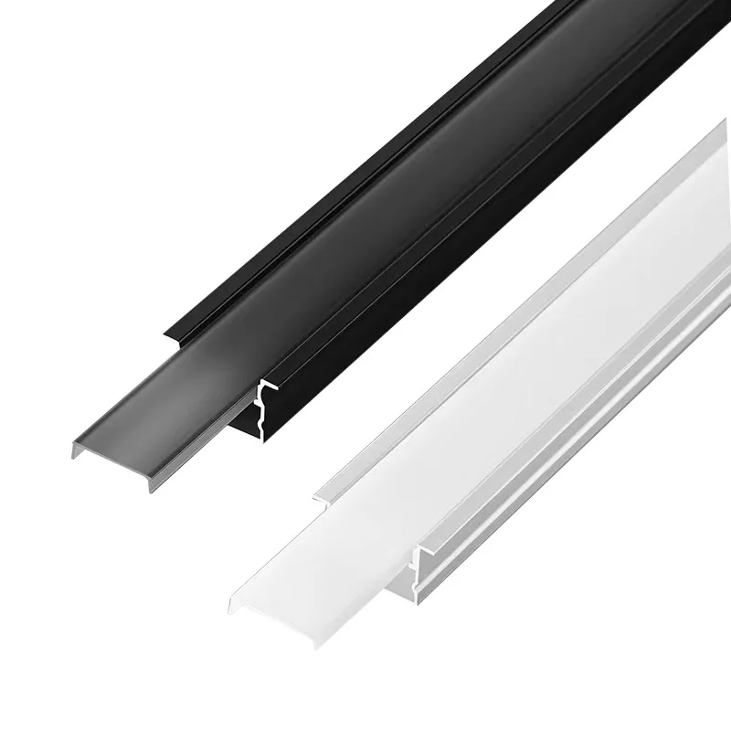 0.5M/1M/2M LED Aluminum Profile Black Silver Recessed Channel Holder Ceiling Wall Corner Kitchen Living Room Decor Bar Lighting