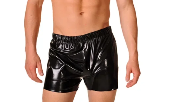 

100% Pure Latex Rubber Men Black Low waist Boxer Shorts/Pants Briefs 0.4mm Halloween