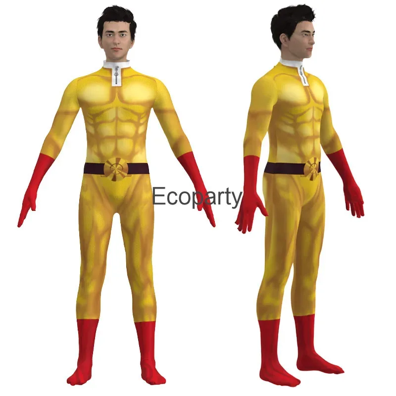 Disfraz de Anime One Punch-Man Saitama para niños y adultos, monos de héroe Sonic Zentai, conjunto de capa para hombre, traje de fiesta de Carnaval y Halloween