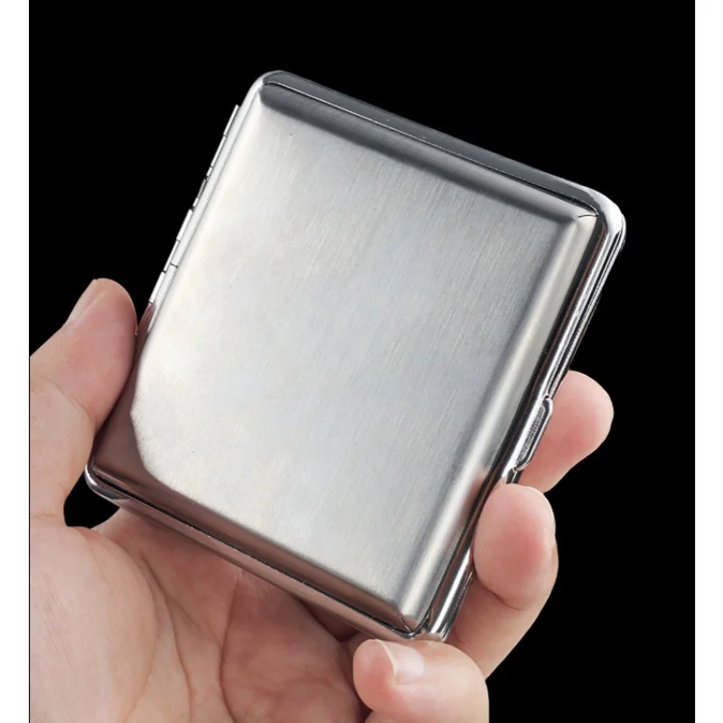 Brushed Metal Cigarette Case 20 Capacity Portable Storage Box Protective Case Smoking Accessories image 5