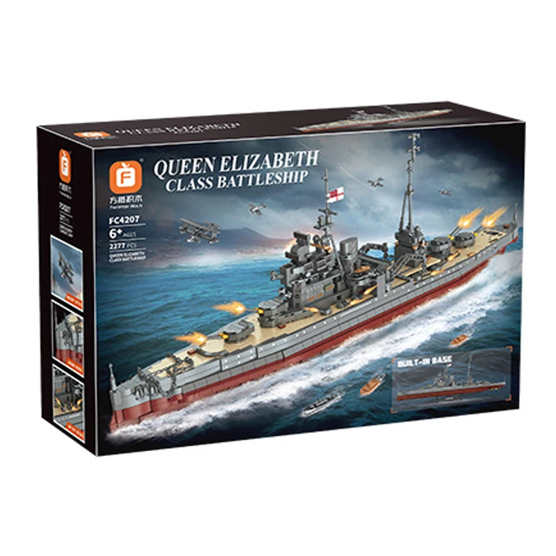 

IN STOCK FC4207 Ww2 Military Elizabeth Class Battleships Building Blocks Bricks Model Assembling Toys for Boys Christmas Gift