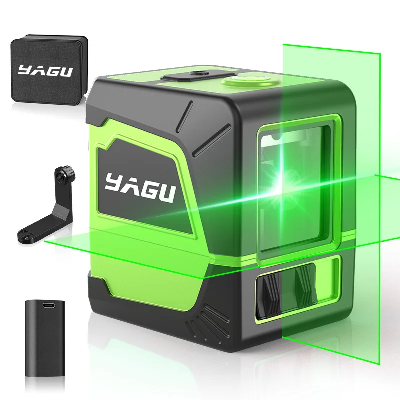 

YAGU 2 Line Laser Level Green Cross Laser Tool With Tripod Set Vertical And Horizontal Lines 360 Degree Rotation Self-leveling