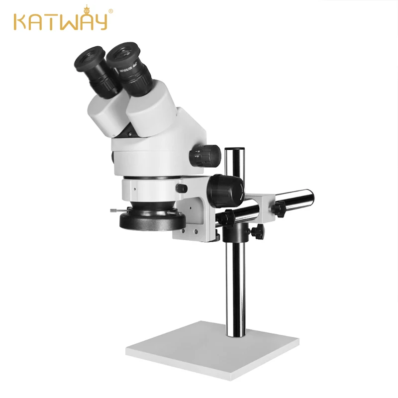 Katway HH-MS02A 56-Bulb LED Light Binocular Stereoscopic Microscope, 7X-45X Magnification, 10X/20X Eyepieces, Single Arm Boom St