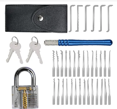 Juego de selección de cerradura, suministros de cerrajería, llave rota, Extractor automático, ganchos para quitar, herramientas manuales de bricolaje de acero inoxidable, 28 Uds.