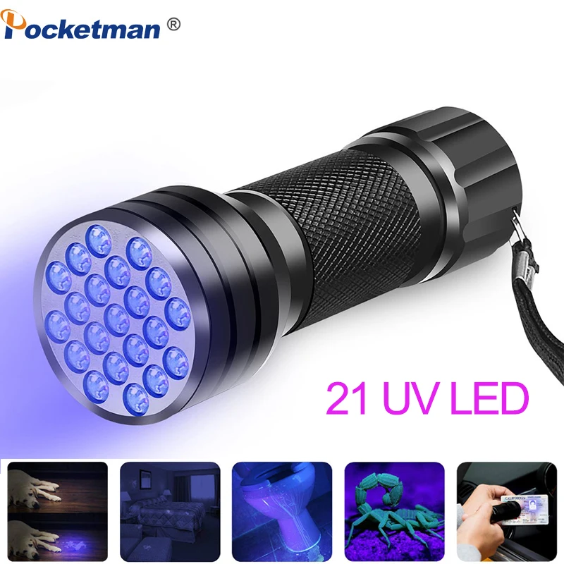 

UV Flashlight 21LED 9LED UV Light 395-400nm LED UV Torch linterna Ultraviolet Black Light Lamp For Dog Urine Stain Detection