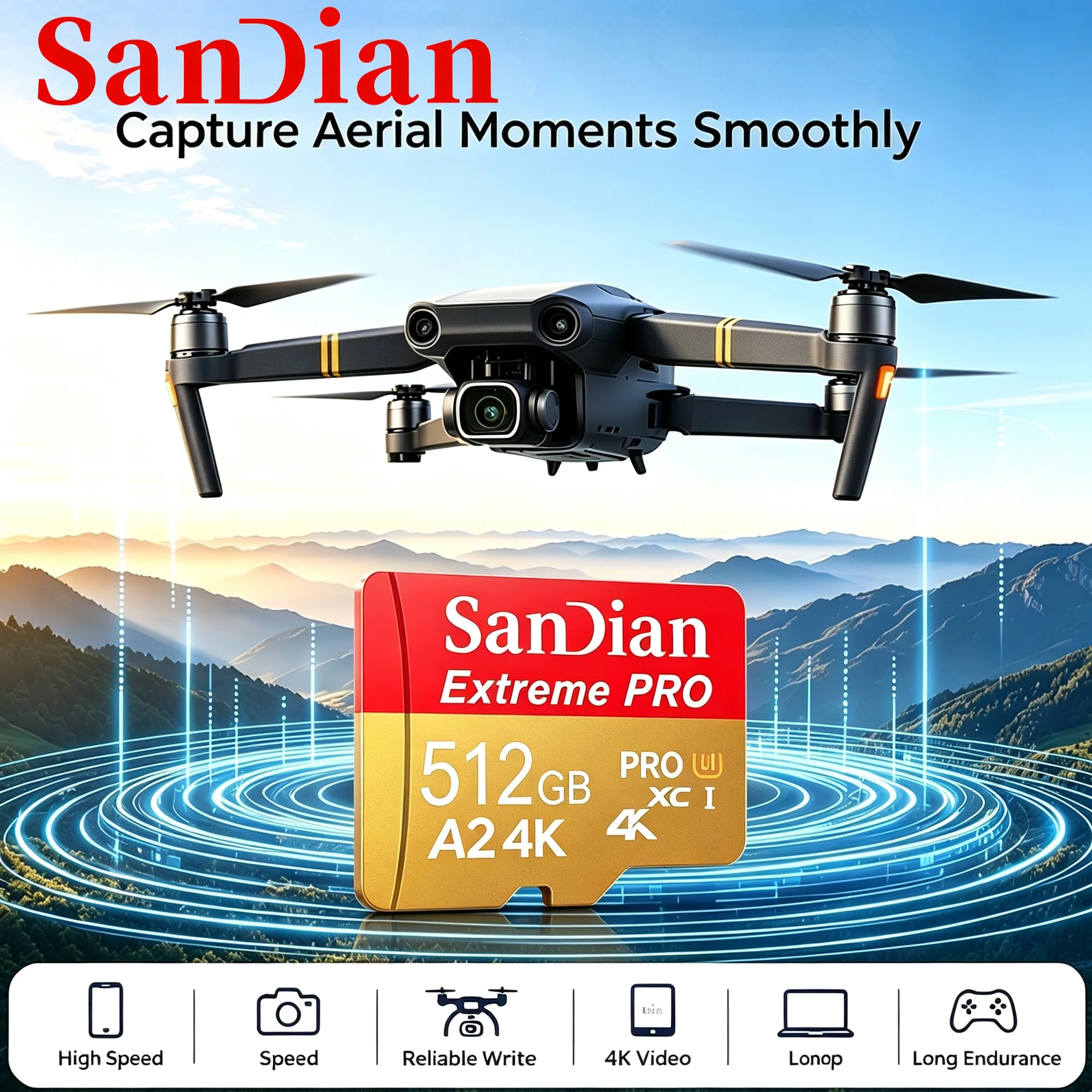 Stable SD Cards 64GB 128GB Micro TF SD Card 512GB Memory Card 256GB TF Cards U1 Micro Size 4K for CCTV/Smartphone/PC/Speaker