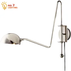 Nordic Design Black/Gold Lustre Copper Wall Lamp Swing Arm Modern Wall Sconces Living Room Bedroom Bedside Background Restaurant