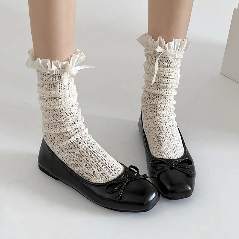 أحذية باليه نسائية بعقدة على شكل فراشة أحذية كاجوال سهلة الارتداء بنعل ناعم أنيق أحذية ماري جين المسطحة