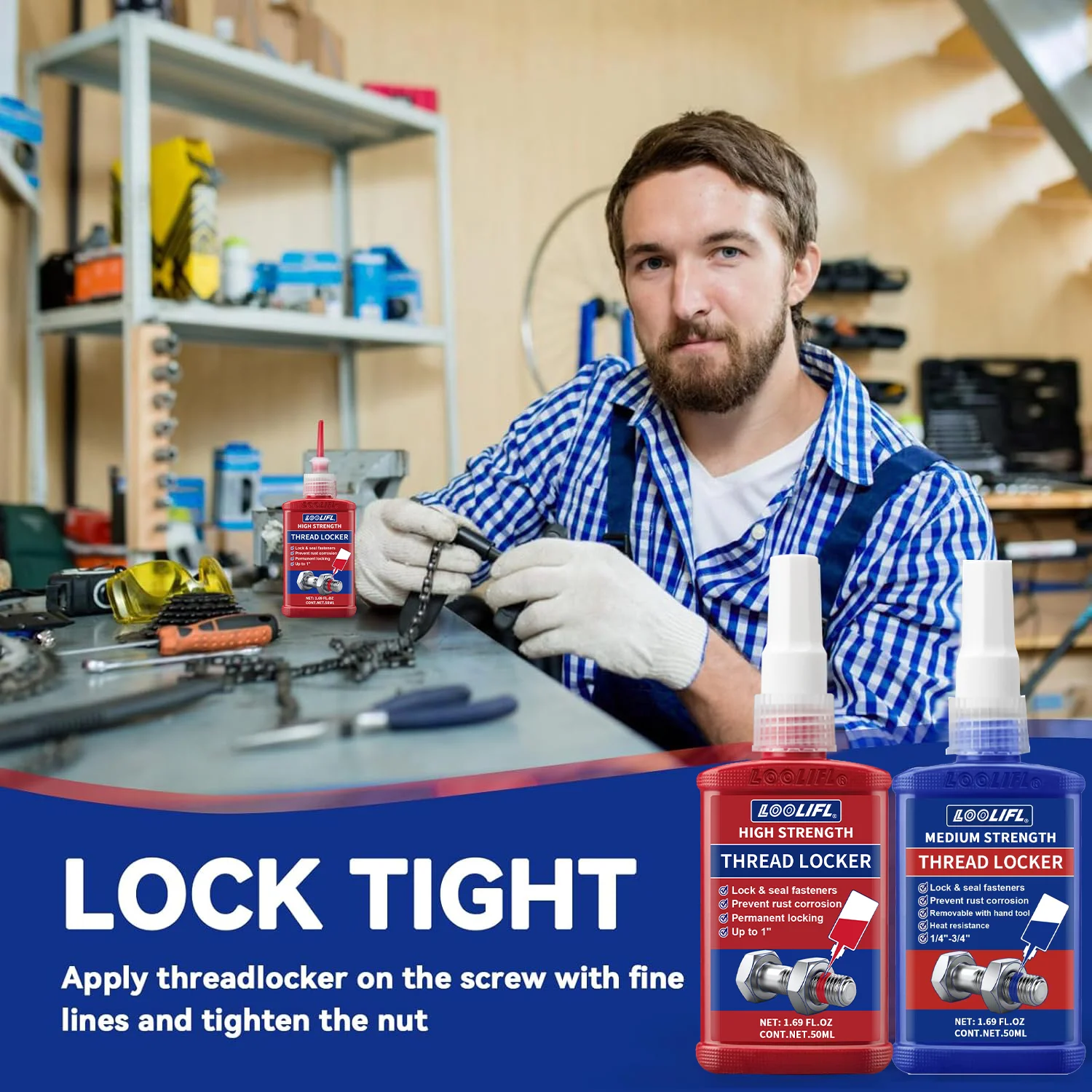 Thread Locking Agent, A Removable Thread Locking Adhesive Used For Nuts, Bolts, and Fasteners to Prevent Loosening and Corrosion