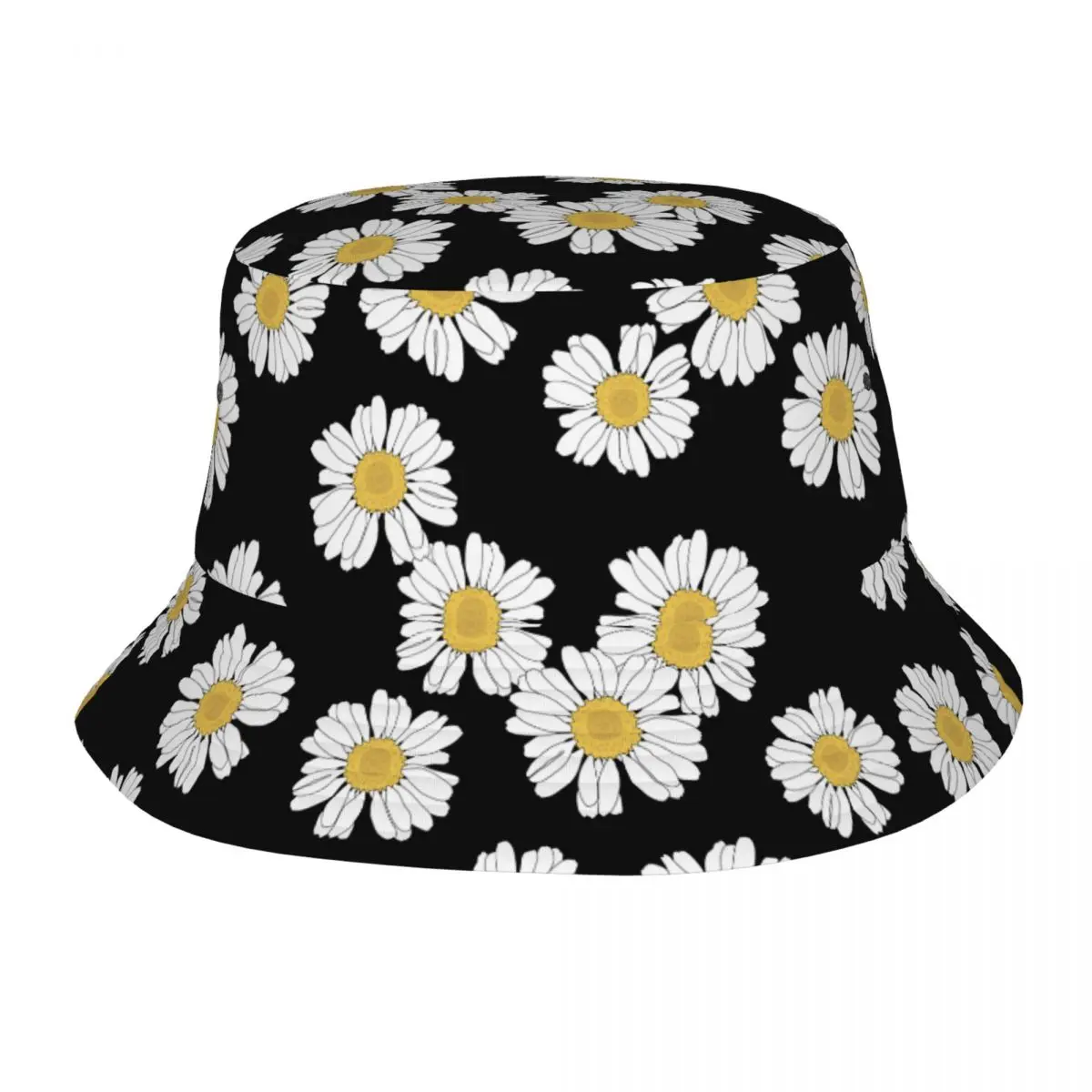 Unisex Bucket Hats Daisy Flower Beach Hatwear Foldable Outdoor Fishing Hats Irish Country Hat Birthday Gift Idea