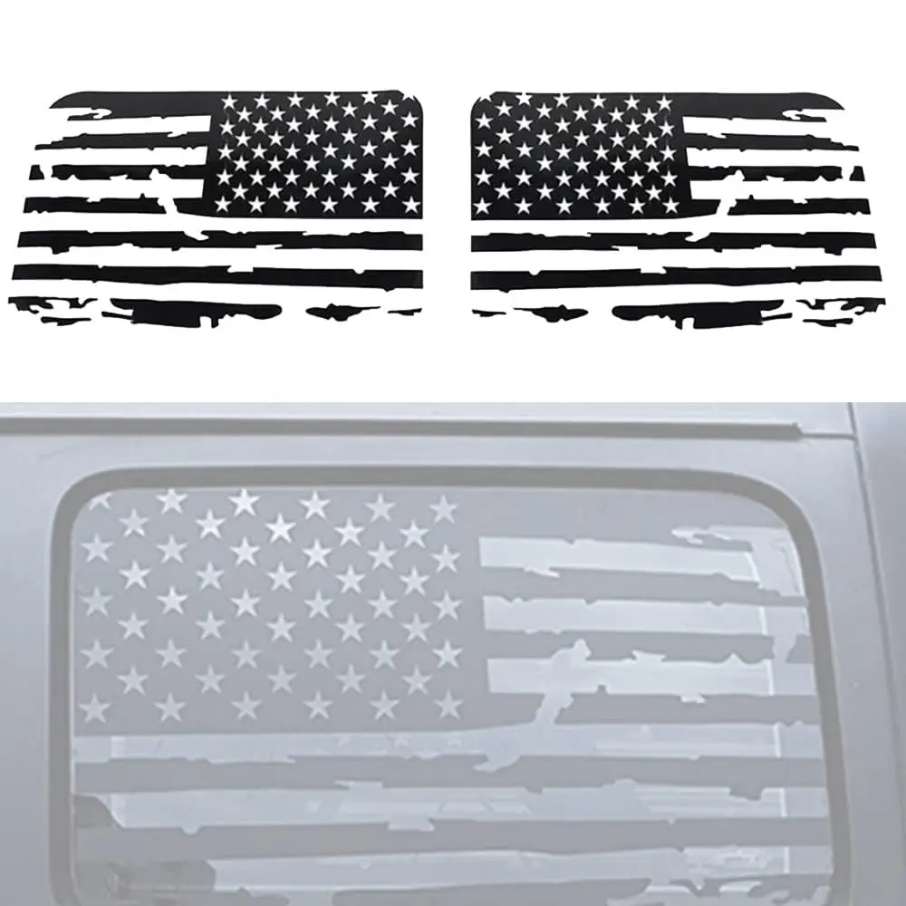 Black Rear Window Stickers USA Flag Graphic Decal For Jeep Wrangler JL 2018-2021