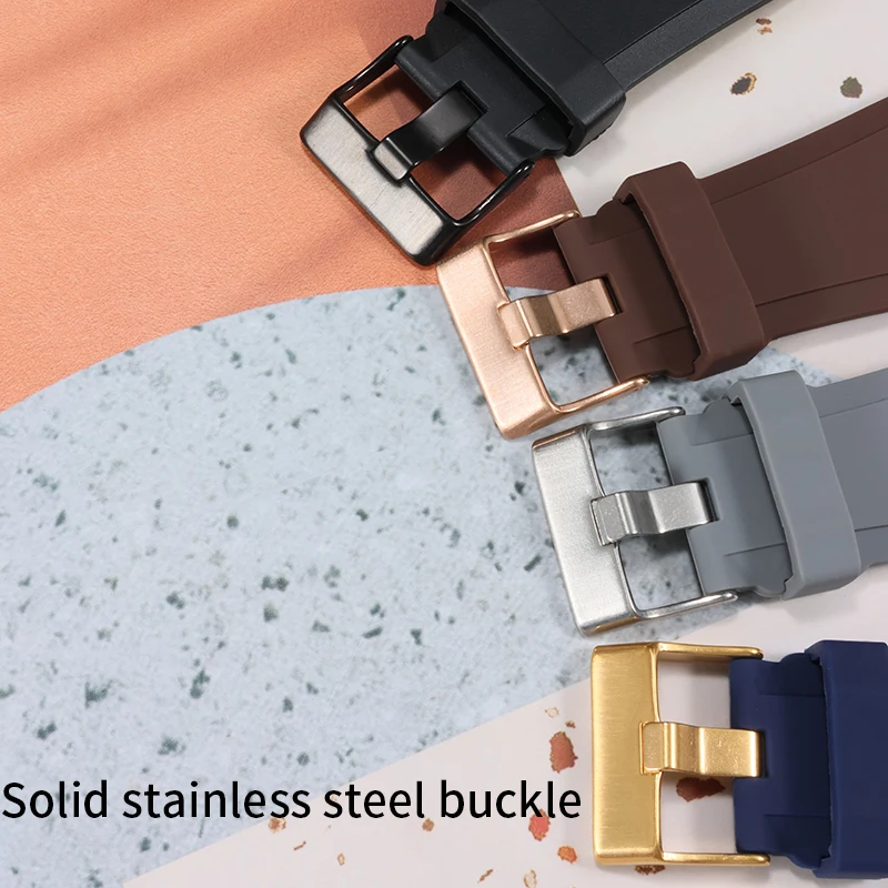 Correa de silicona grande de 34x24MM para Bell Ross BR01 BR03, pulsera para hombre, pulsera con cinturón convexo de 22MM para buceo firme y antideslizante